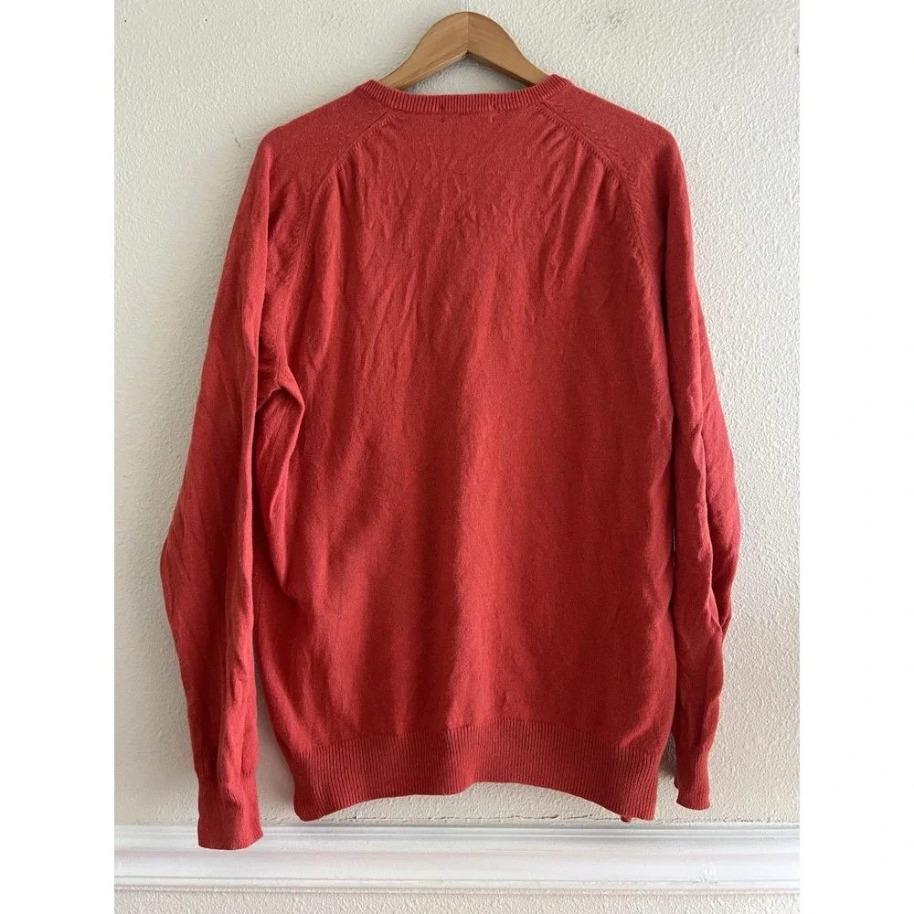 J. Crew Mens M Crewneck Sweater Brick Red Cotton Cashmere Blend Pullover Preppy